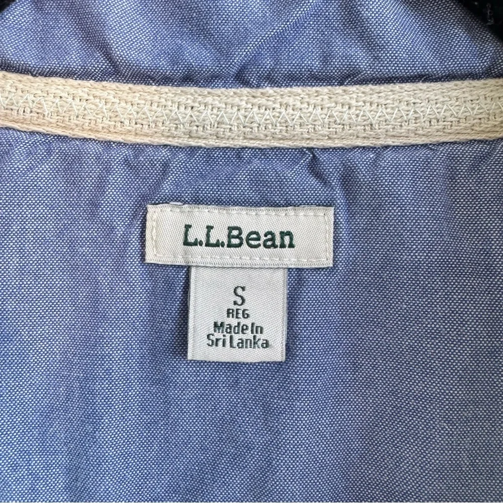 LL Bean Organic Cotton Quarter Zip Sweatshirt Women's Small Blue Nautical Travel - Picture 4 of 8